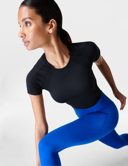 Sweaty Betty Athlete Crop Seamless Gym T-Shirt - Blackimage2- The Sports Edit