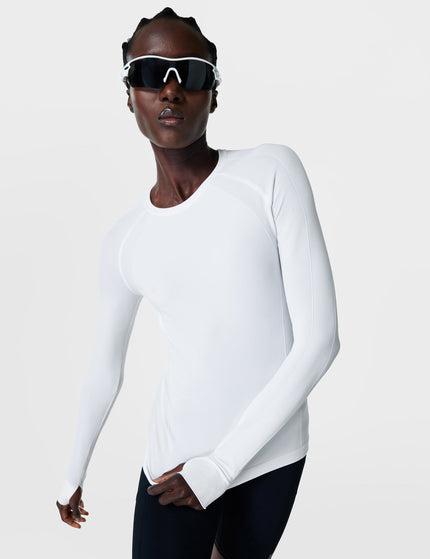 Sweaty Betty Athlete Seamless Workout Long Sleeve Top - Whiteimage1- The Sports Edit