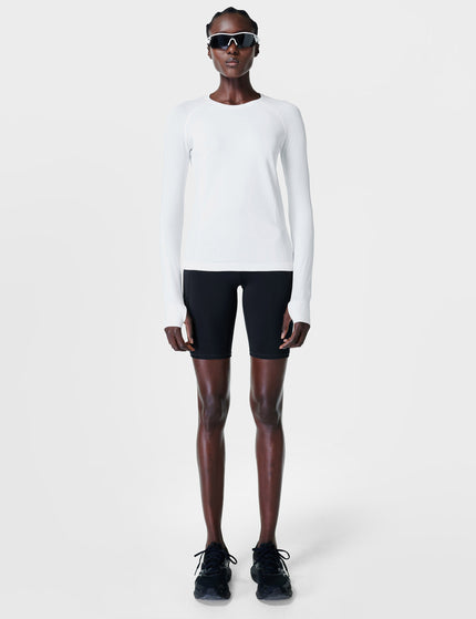 Sweaty Betty Athlete Seamless Workout Long Sleeve Top - Whiteimage3- The Sports Edit