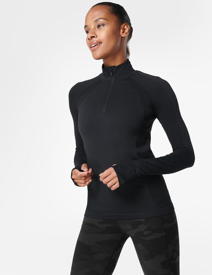 Sweaty Betty Athlete Seamless Half Zip Long Sleeve Top - Blackimage1- The Sports Edit