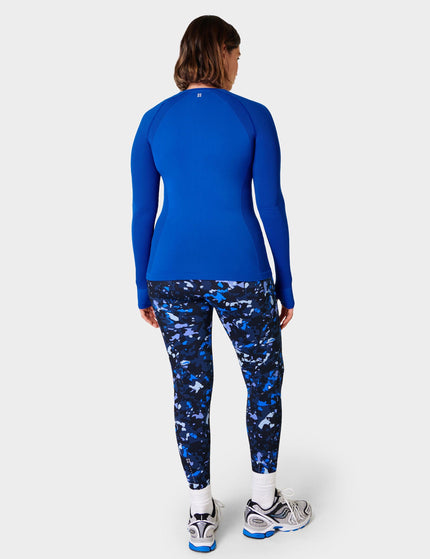 Sweaty Betty Athlete Seamless Gym Long Sleeve Top - Lightning Blueimage2- The Sports Edit