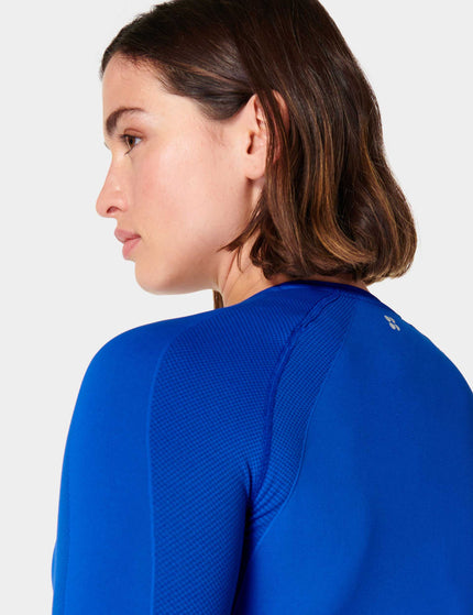 Sweaty Betty Athlete Seamless Gym Long Sleeve Top - Lightning Blueimage4- The Sports Edit