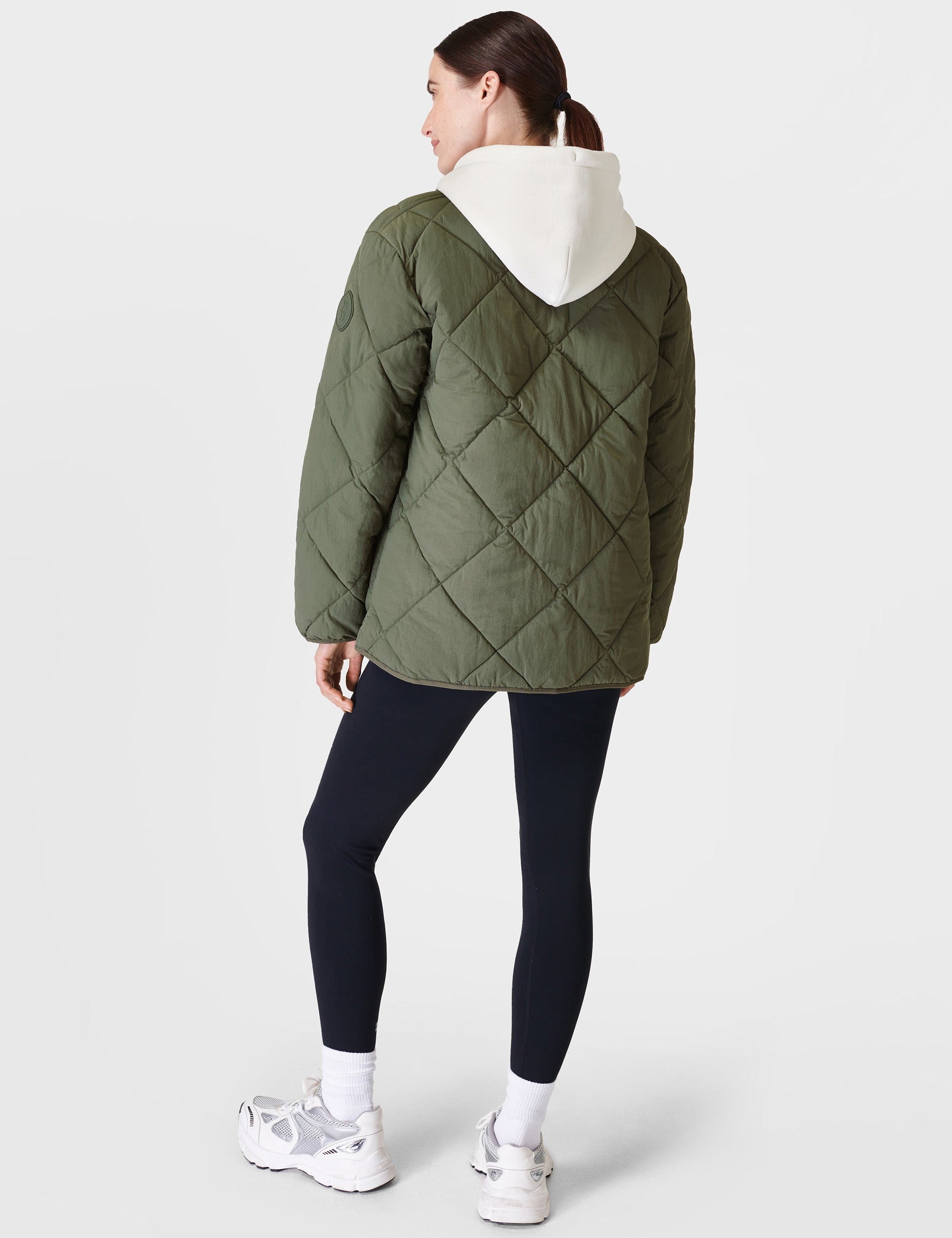 Sweaty Betty Downtown Quilted Longline Vest in Green