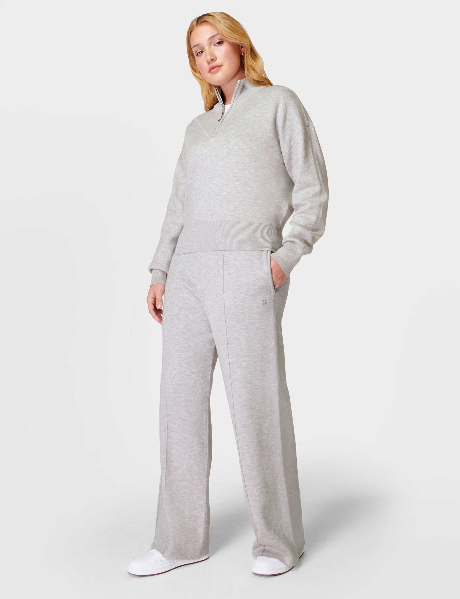 Sweaty Betty, Timeless Track Pant - Light Grey Marl