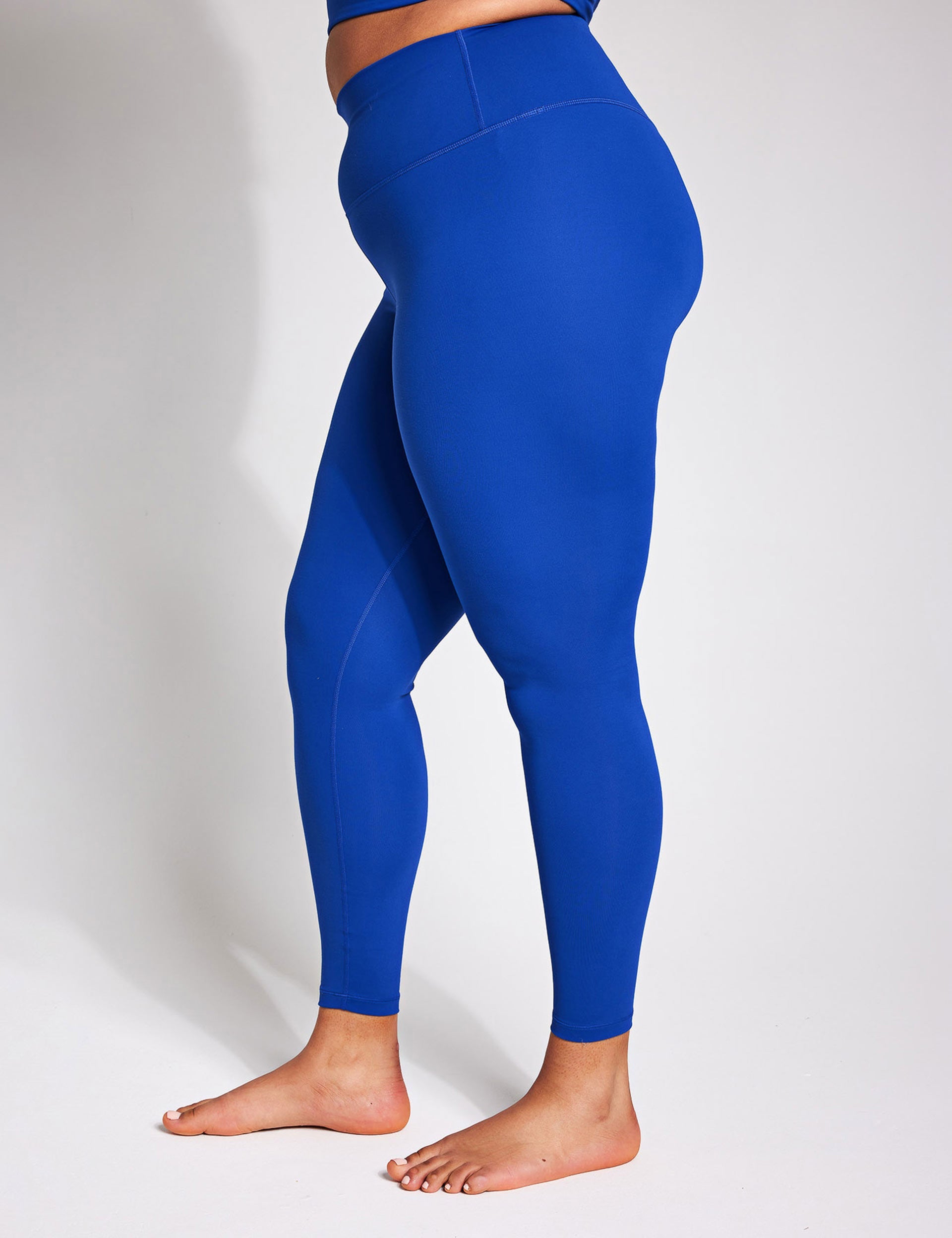 LAVRA Women's Full Length Shimmer Leggings Metallic Liquid  Dance-Medium-Blue 